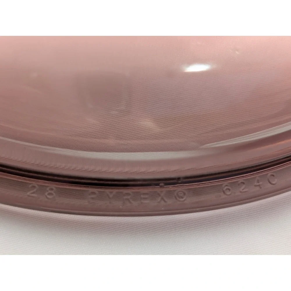 PYREX Cranberry Glass Lid 624-C Replacement Round Fluted Cover for 2 Qt Dish 024